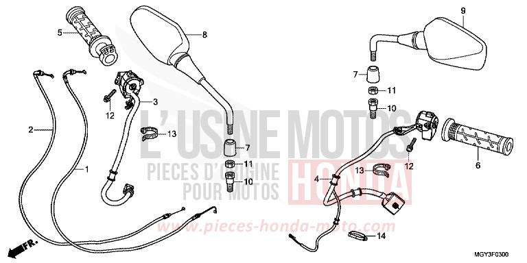 COMMUTATEUR/CABLE de VFR800X "Crossrunner" CANDY BLAZING RED (R195) 2011